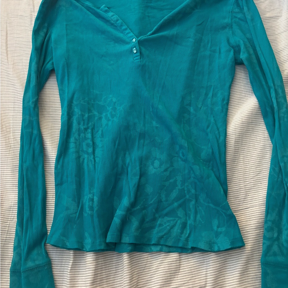INC International Concepts Turquoise Long Sleeve Top